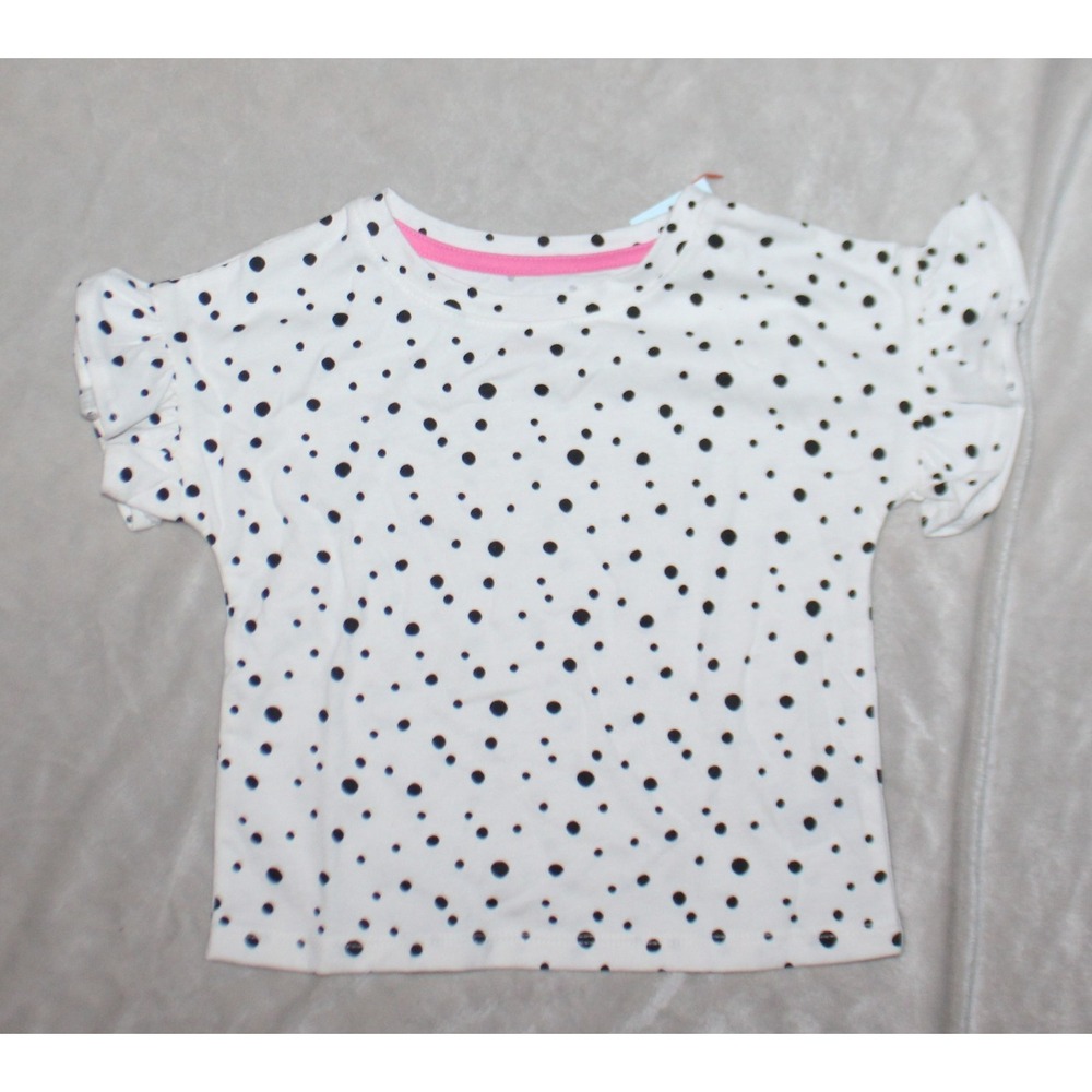 Baby Girls Cat & Jack White Polka Dot Shirt Size 2T Summer